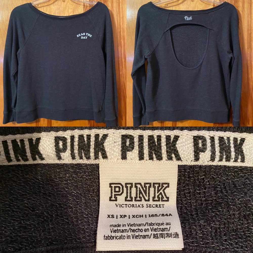 PINK SEAS THE DAY CREWNECK w/ PEEKABOO BACK